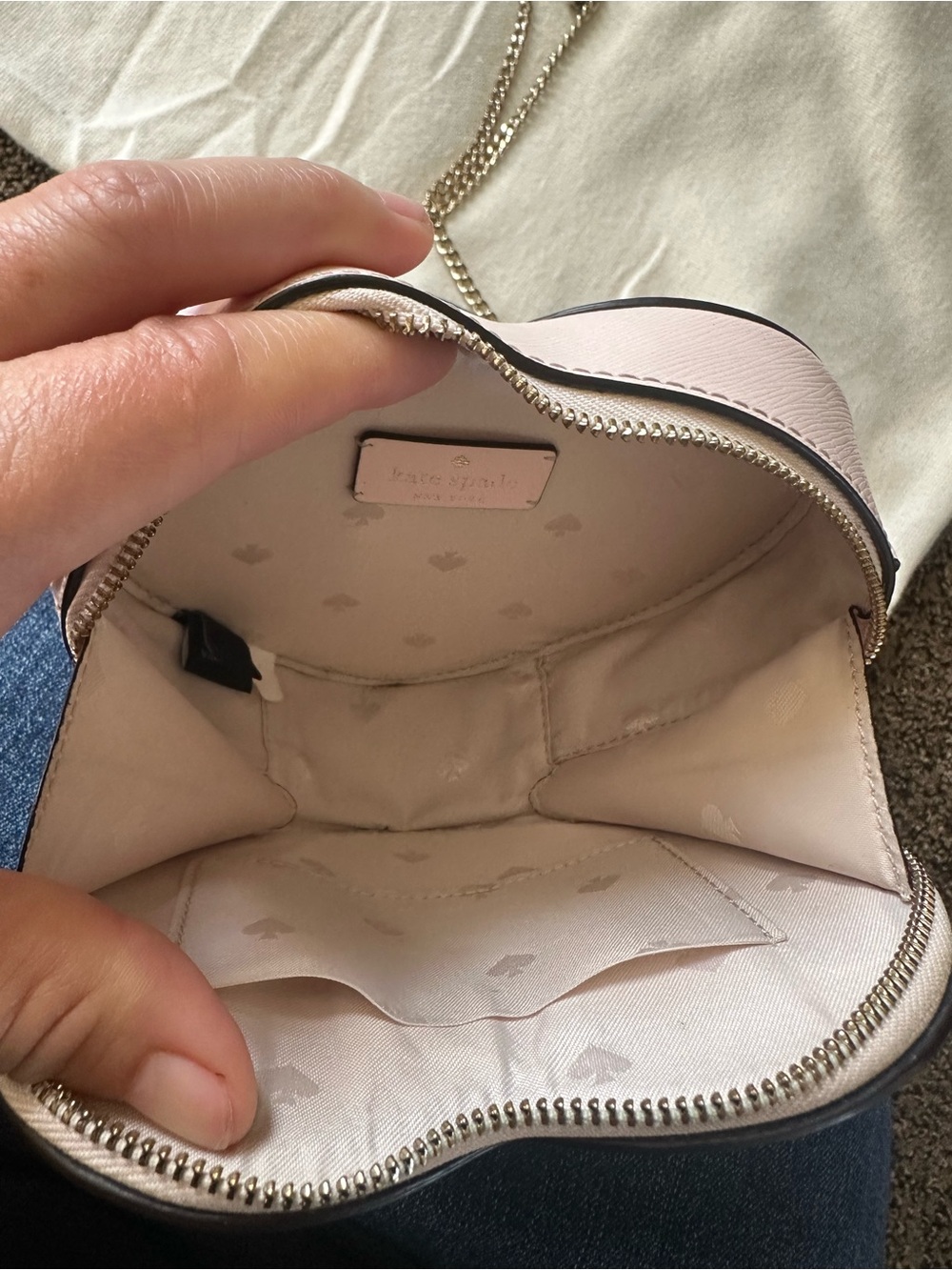 kate spade Pale Pink Heart Crossbody with Gold Chain - Picture 5 of 5